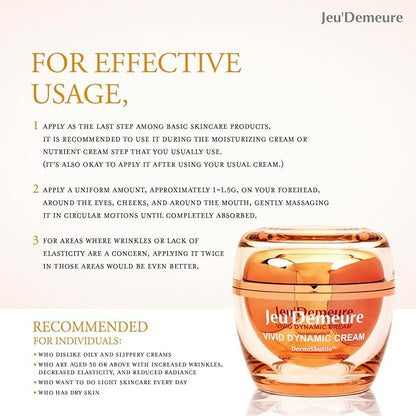 JEU'DEMEURE Vivid Dynamic Cream with Peptides Moisturizer, Exosome 200,000ppm for Glowing, Deep Hydrating, Anti-Aging and Rich Texture, Suitable Korean skincare for face and dry skin 1.69 fl oz