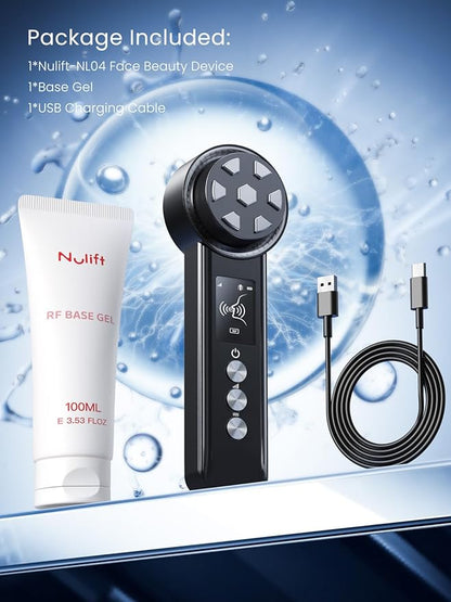 Radio Frequency Skin Tightening Device, Smart Electric Zinc Alloy Facial Beauty Machine with RF-Current Cold Heat for Jawline Lifting, Cheek Firm, Wrinkle Reduction, Depuff, Increase Absorption