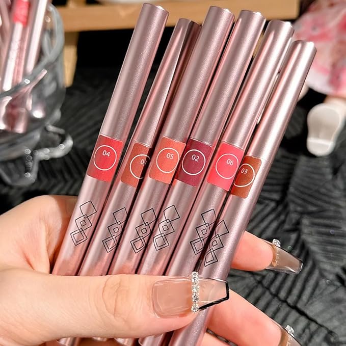 3pcs Matte Brown Retractable Lip Liner Pencil Lipstick Long
