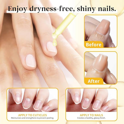 EJW Cuticle Oil for Nails, 1 Week Multi-Functional Care for Hands and Feet, Moisturizes & Strengthens Nails, Improves Hangnails & Dry Skin, Contains Jojoba Oil, Natural Ingredients, Milk and Honey