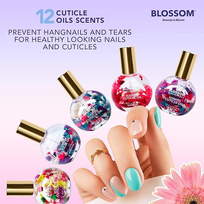 Blossom Hydrating, Moisturizing, Strengthening, Scented Cuticle Oil, Infused wtih Real Flowers, Made in USA, 1.84 fl oz, 2 Pack Bundle, Strawberry + Kiwi