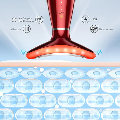 Neck Face Massager, 3-in-1 Portable Facial Massager (Red)