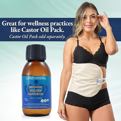QUEEN OF THE THRONES Organic Golden Castor Oil | 100% Pure for Hair, Skin, Nails, Brows & Lashes | Hexane-Free | USDA Certified [3.38oz (100ml)]