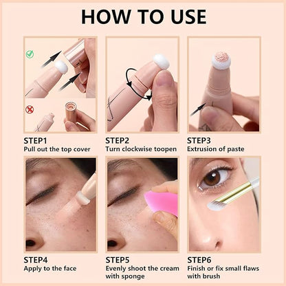 Air Cushion Foundation Beauty Kit,Matte Concealer Foundation Liquid -01 Ivory