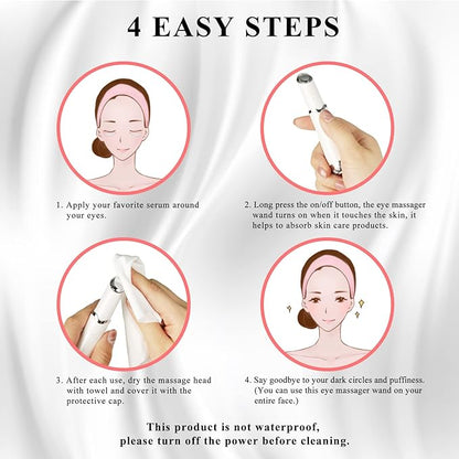 Ideal Swan Eye Massager Wand - Chargeable Facial Massager for Dark Circles, Eye Bags, Puffiness Under Eyes (White)