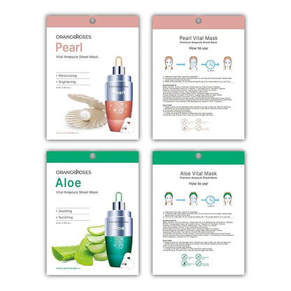 【Orangeroses】 13 Pcs Combo Vital Ampoule Sheet Mask, Korean Facial Skincare Sheet | Simple & Effective Skincare Routine | Moisturization | Wrinkle Care | Brightening (New Upgraded Mask)