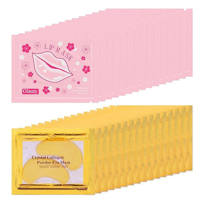 30 Pairs 24K Gold Lip & Under Eye Mask Set - Hydrating Gel Pads for Dry Lips & Dark Circles | Skincare with Hyaluronic Acid & Vitamin E | Effectively Nourishes the Lip & Eye Skin