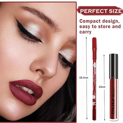 2PCS Matte Lip Liner and Lipstick Makeup Set, Gloss