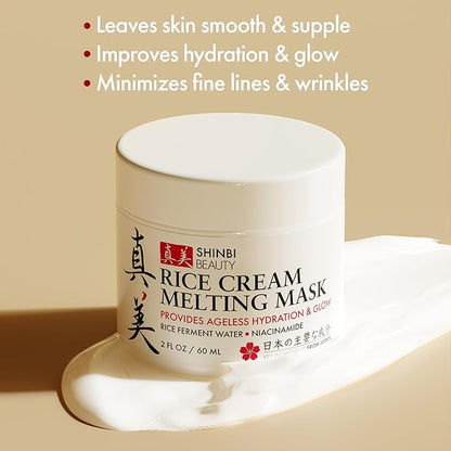 Japanese Rice Mask for Face - Organic Face Mask Skincare - Japanese Skin Care Products for Anti Aging Anti Wrinkle J Beauty Glow 1oz