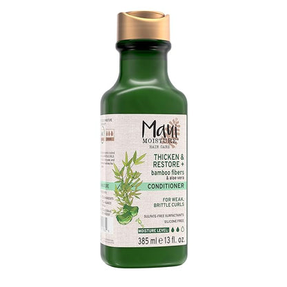 Maui Moisture Thicken & Restore + Bamboo Fibers Strengthening Conditioner to Soften Transitioning or Natural Hair & Renew Brittle Hair, Vegan, Silicone & Paraben-Free, 13 fl oz