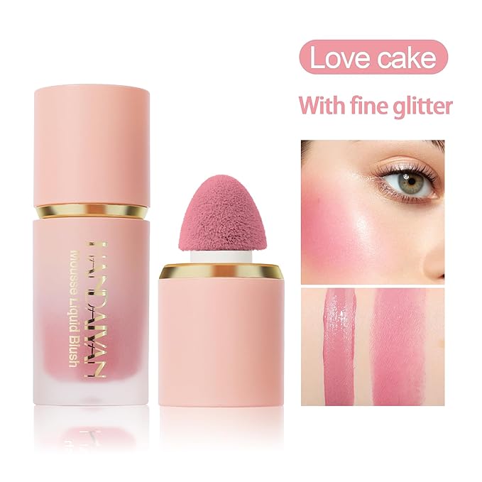 AKARY Mousse Liquid Blush, Soft Cream Makeup Blush, Cheek Tint(02#Rose)