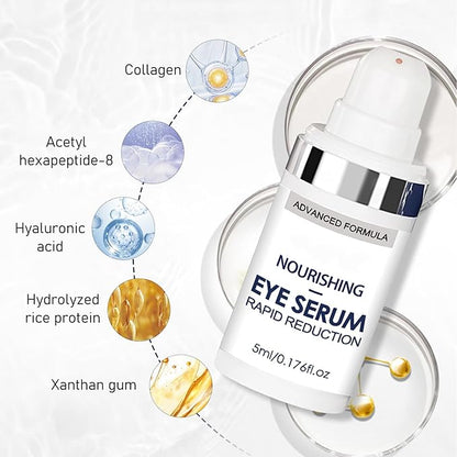 Rapid Reduction Eye Serum, Advanced Formula Instant Eye Serum, Anti Aging Serum Visibly Reduces Under-eye Bags, Nourishing Eye Serum, Suitable For All Skin Type (2Pcs)