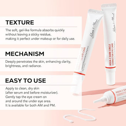 Olivia & Allison Dark Circle Corrector Eye Serum - Vitamin C, Squalane & Niacinamide for Brightening & Revitalizing (0.70 oz)