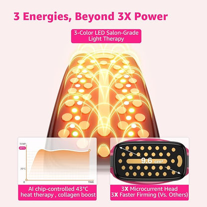 Microcurrent Facial Device Face Lift: iFae 3 in 1 Light Therapy for Face, Portable Face Lift Device for 90 Seconds Lifting, Tightening, Skin Rejuvenation Anti-Aging Wrinkle Skin Salon at Home (Pink)
