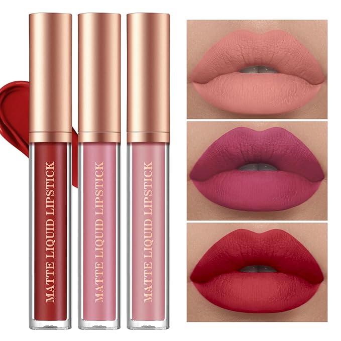 URQT 12pcs Nude Lip Liner and Lipstick Makeup Set, 6 Velvety Matte Liquid Lipsticks + 6 Matching Smooth Lip Liner One Step Lips Makeup Kits Waterproof Long Lasting Matte Lipstick Gift Set (SetC, 12)