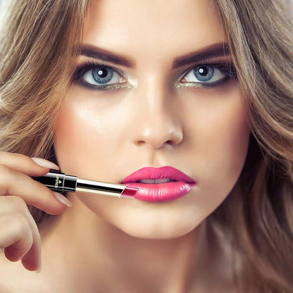 Boobeen 2 in 1 Double Head Lipstick & Lip Liner Makeup Set Matte Velvet Lipgloss Lipstick Creamy Lip Pencil for Women, Long-lasting and Non-smudge