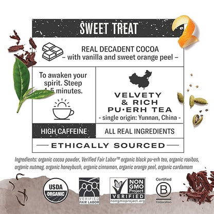 Numi Organic Tea Chocolate Pu-erh, 16 Count (Pack of 6)