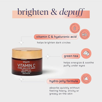 SpaLife Complete Vitamin C Skin Care Variety Bundle - Nourishing Under Eye Patches, Revitalizing Face & Eye Cream, and Potent Facial Serum for Youthful Radiance - Skincare Gift Set for Dry Skin
