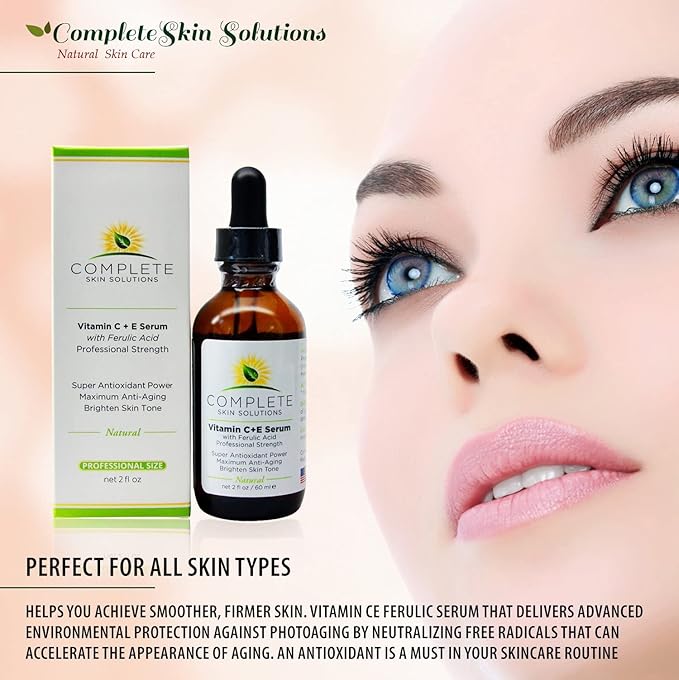Natural Best Vitamin CE Serum - 2 oz With Ferulic,Hyaluronic Acid, Vitamin C 15% - Made In USA
