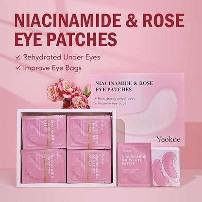 Under Eye Patches for Dark Circles,Puffy Eyes,20 Pairs Face Masks SkinCare With Niacinamide and Rose for Rehydrated