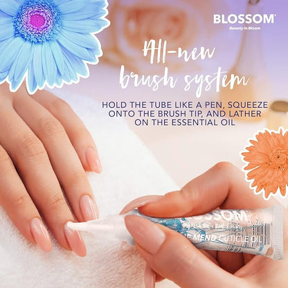 Blossom Cuticle Oil Pen for Nails, On the Mend Scented Travel Nail Oil for Growth and Strength, Infused with Real Flowers 0.34oz, Honeysuckle