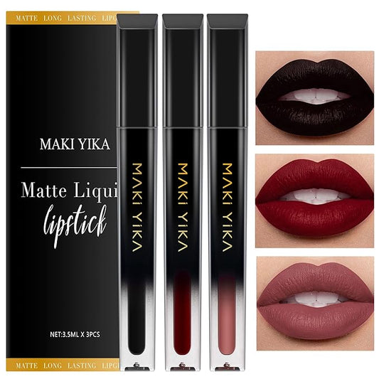MAKI YIKA 3Pcs Matte Liquid Lipstick Makeup Set, Lipstick