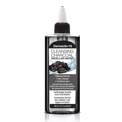 Dermactin-TS Cleansing Charcoal Micellar Water Makeup Remover - Face Cleanser and Oil Minimizer 5.7 Ounce