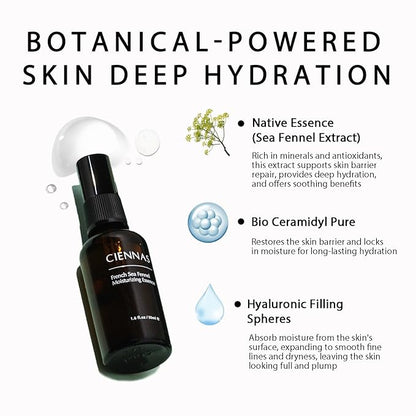 French Sea Fennel Ceramide Serum, Hydrates and Restores Skin Barrier, Formulated with Ceramides & Marine Sugar Lipids, Anti-Aging, Designed for Sensitive Skin, Fragrance Free - 1.69 Fl.oz