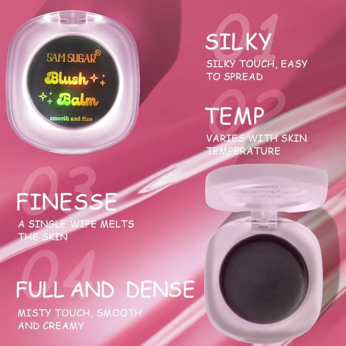 Cream Blush Makeup, Natural Pink/Black Glossy Face Blusher, Glitter, One)