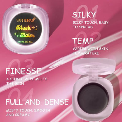 Cream Blush Makeup, Natural Pink/Black Glossy Face Blusher, Glitter, One)