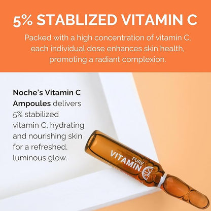 Noche Y Dia Vitamin C Ampoule Oil - Anti Aging Face Moisturizer Serum with Ascorbic Acid - Hydrate and Firm Skin - Boost Collagen - 12 x 2mL (.07 fl oz)