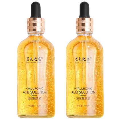 BLUE LOVE 2PC 24K Gold Foil Hyaluronic Acid Serum for Women & Men - Anti-Aging Essence for Deep Moisturization and Dark Spot Reduction - Radiant Skin Care Solution