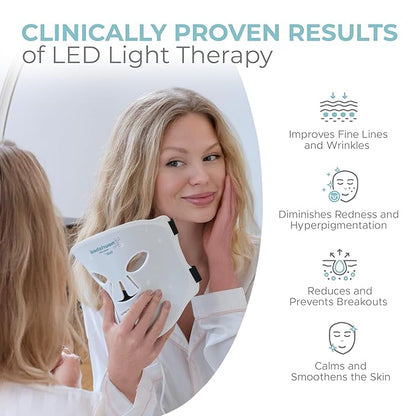 LED Face and Neck Mask with Near-Infrared - Blue, Red Light Therapy for Face - 228 LEDs - Skincare Tool for Wrinkles, Anti-Aging