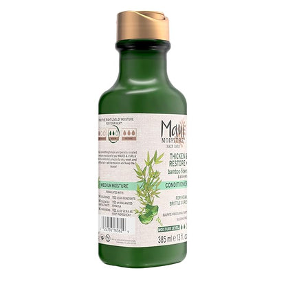 Maui Moisture Thicken & Restore + Bamboo Fibers Strengthening Conditioner to Soften Transitioning or Natural Hair & Renew Brittle Hair, Vegan, Silicone & Paraben-Free, 13 fl oz