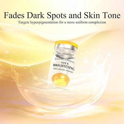 MADECA DERMA Vita Brightening Microbiome Ampoule – Brightening with Vitamins C & E, Hyaluronic Acid & Antioxidants, Korean Skincare for Radiant, Even Tone & Dark Spot Care (0.23 fl oz x 5 Bottles)