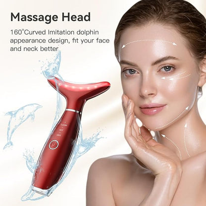 Neck Face Massager, Portable Face Sculpting Tool, 3 Modes Facial Massager, Face Massager Tool for Skin Care, Red