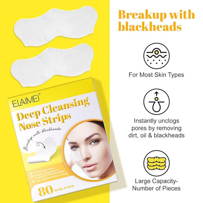 Blackhead Remover Strips(80pcs), Nose Pore Strips for Blackheads Remover, Skincare & Deep Cleansing Nose Strips Blackhead Remover