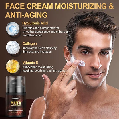 Skin Care Kit for Men, Fathers Day Gifts, Birthday Gift for Husband, Dad, Mens Skincare Set with Face Cream, Lip Balm, Deodorant Stick & Bath Soap, Facial Skincare, Lip Care & Body Care for Him