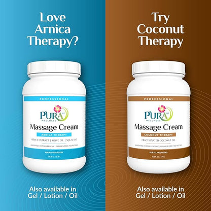 Arnica Massage Cream, Deep Tissue Therapy, Hypoallergenic, Unscented Arnica Cream for Professional Use, Physical Therapy, Muscle Relief, Arnica Massage Lotion, Coconut Oil Massage Cream 128oz