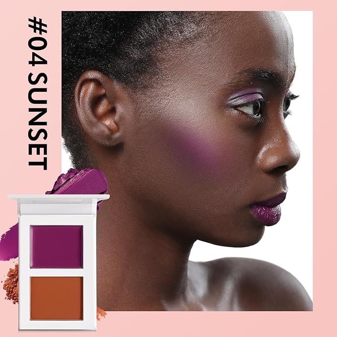 Purple Blush for Cheeks, Highly Pigmented Cream Blush Look Vegan(04#)