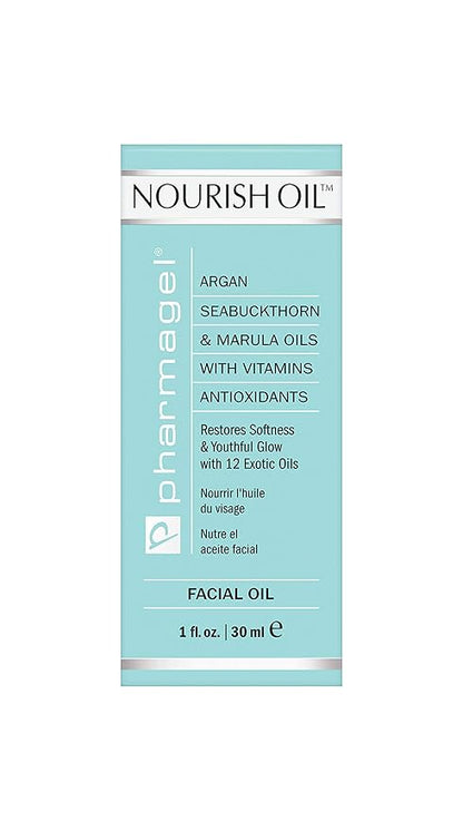 Pharmagel Nourish Facial Oil | Anti Aging Face Oil with 12 Exotic Oils including Avocado and Rosemary Seed | Dry Skin Relief | 1.0 fl. oz.