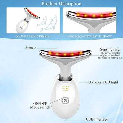 Red Light Therapy for Face, LED Facial & Neck Contouring Device, Face Massager for Reduce Fine Lines & Double Chin, Rejuvenate, Face Lift & Neck Tightening - at Home Daily Skin Care Sculpting Tool