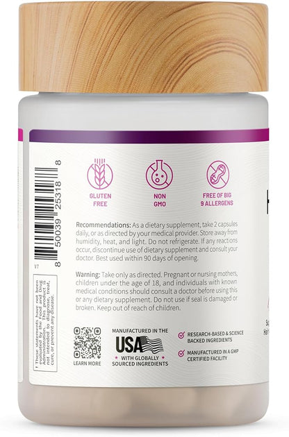Snap Supplements Hair, Skin and Nails Vitamins, Support Hair Growth, Nourish Skin and Nails with Biotin, Collagen, Kelp, Bamboo and Other Vitamins, Radiant Skin, Strong Hair and Nails, 60 Capsules