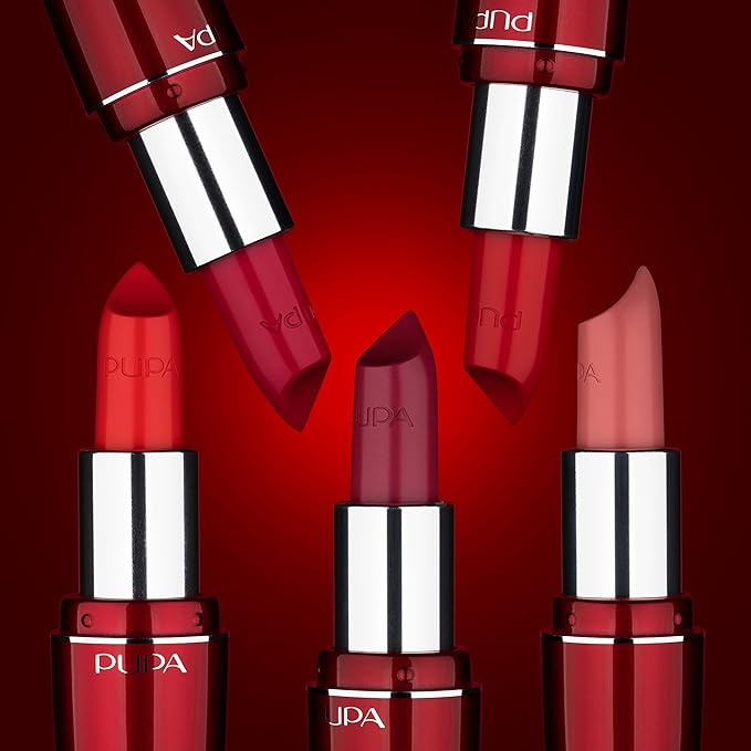 Pupa Milano Volume - Plumping, Hydrating, Cream Formula Lipsticks - Lasting Color That Stays On Lips All Day Long - Lustrous, Flattering Shades For All Skin Complexions - 406 Ruby Red - 0.123 Oz
