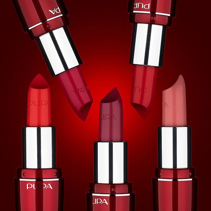 Pupa Milano Volume - Plumping, Hydrating, Cream Formula Lipsticks - Lasting Color That Stays On Lips All Day Long - Lustrous, Flattering Shades For All Skin Complexions - 406 Ruby Red - 0.123 Oz