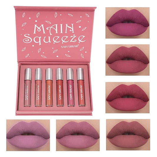 6PCS Everlasting Matte Liquid Lipstick Makeup Set,Long Lasting Waterproof Matte Lip Gloss,High Pigmented Nude Lipgloss Kit,Beauty Cosmetics Makeup Gift for Girls (#B)