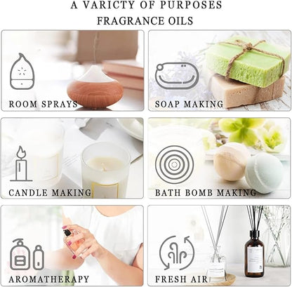 9PCS Fruity Essential Oils Gift Set, 10ml/0.33fl.oz Fragrance Oils for Soap, DIY Candle, Bath Bombs Making, Fruit Scented Oils for Diffusers for Home