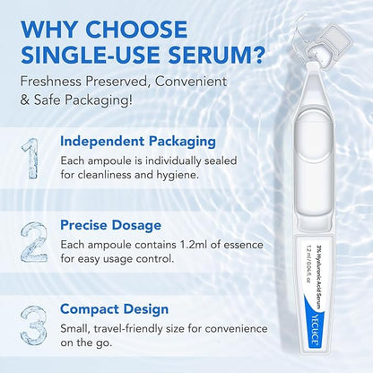 Hyaluronic Acid Tubes | 3% Hyaluronic Acid Serum for Face | Anti-Aging & Hydrating Serum | 4D Hyaluronic Acid for All Skin Types | 1.2ml x 30 Vials