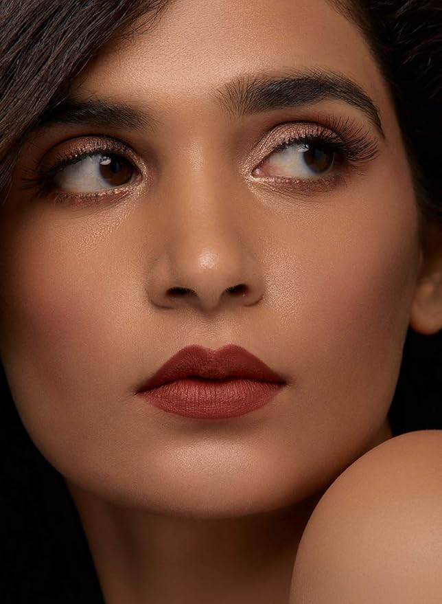 SUGAR Cosmetics Matte As Hell Crayon Lipstick With Free Sharpner, Long Lasting Matte Lip Crayon - 08 Jackie Brown (Reddish Brown), 2.8 g