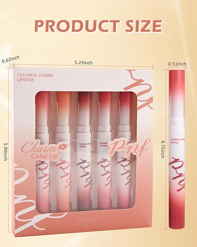 Matte Lipstick Kit-5 Colors Lip Tint Stain,Tube Crayon Lipstick Pen,Tinted Lip Gloss,Ruby Red Nude Dark Brown Plum Lipcolor Longlasting 24 hours Waterproof Labiales Mate,Makeup Gift for Women-Set A